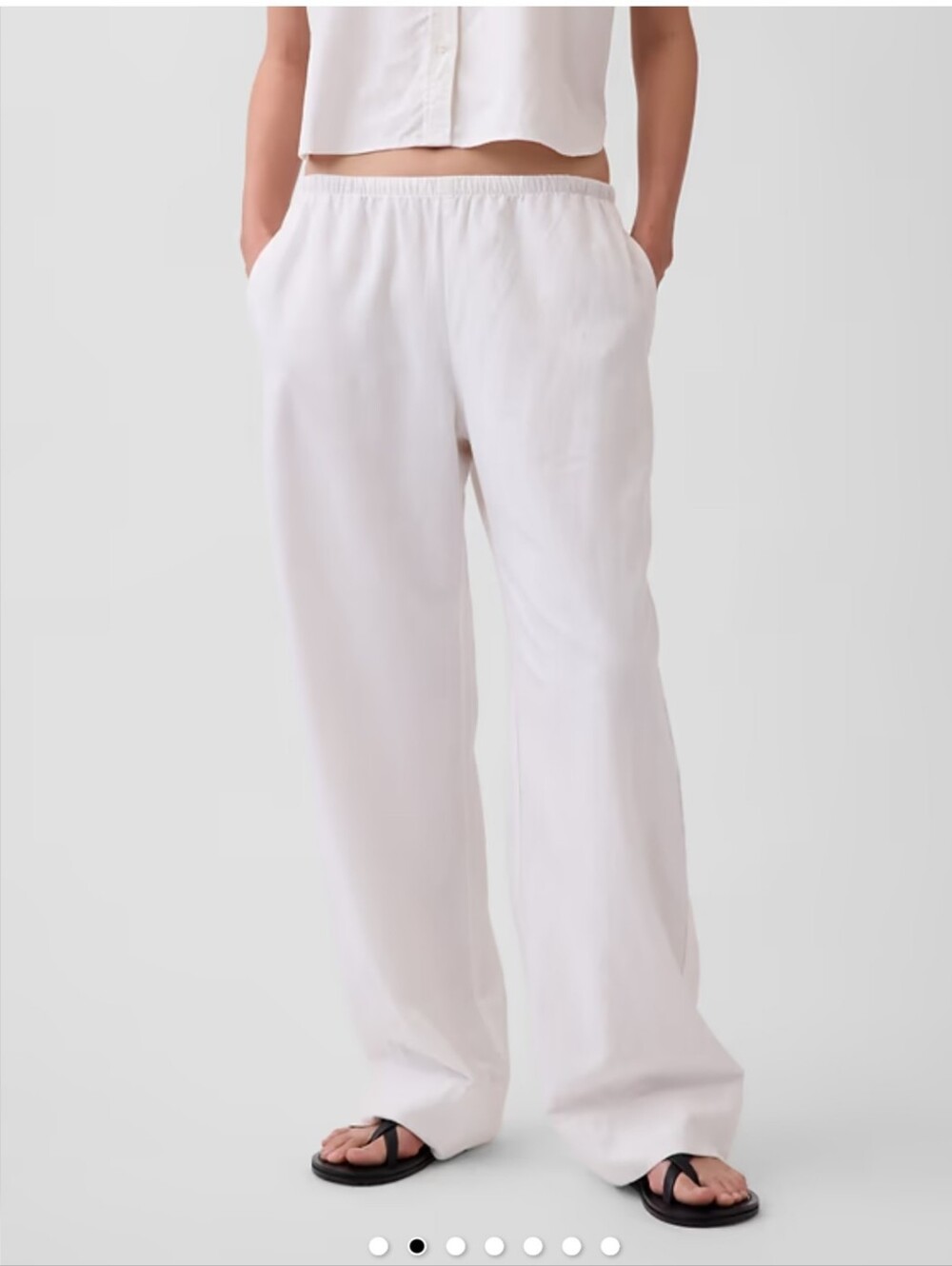 GAP | White Elastic-Waist Wide Leg Pants